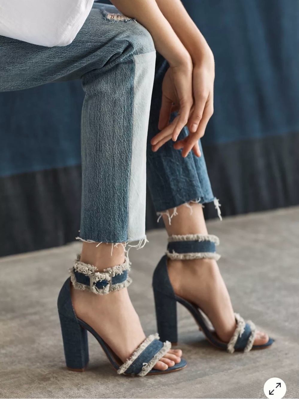 Anthropology Schutz Janessa Denim Santorini frayed block heel sandals - Blue